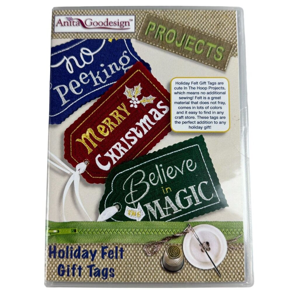 Anita Goodesign Projects Holiday Felt Tags Embroidery Machine Design CD
